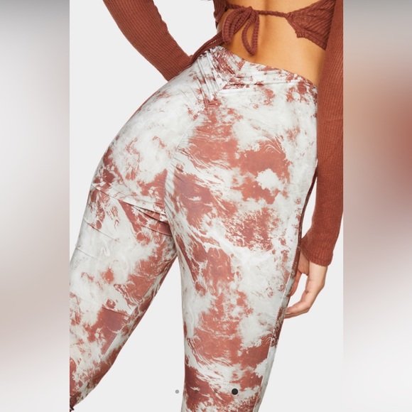 Stone Tie Dye Slinky Ruched Bum Flared Pants - Picture 2 of 5